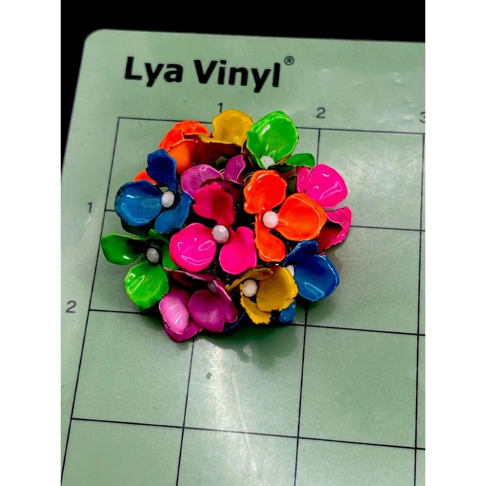 VTG 8 LARGE Flower Power Enamel Metal Brooch Pin Lot Retro 60s 70s( 1.75”-4”)